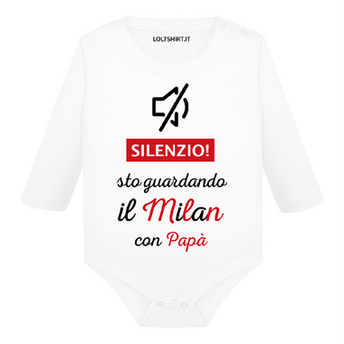 Body per Neonato Silenzio sto guardando il Milan con papà-Body per bimbi-Lol T-shirt