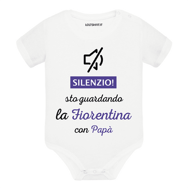 Body per Neonato Silenzio sto guardando la Fiorentina con papà-Body per bimbi-Lol T-shirt