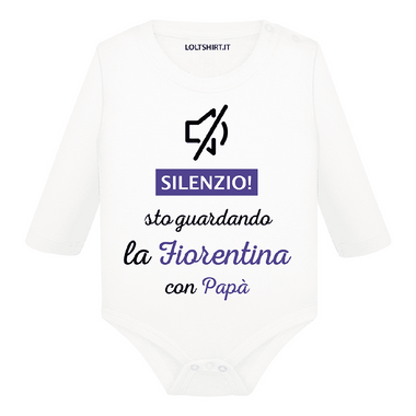 Body per Neonato Silenzio sto guardando la Fiorentina con papà-Body per bimbi-Lol T-shirt