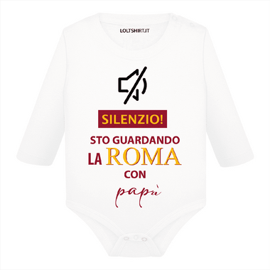 Body per Neonato Silenzio sto guardando la Roma con papà-Body per bimbi-Lol T-shirt