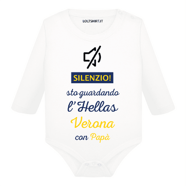 Body per Neonato Silenzio sto guardando l'Hellas Verona con papà-Body per bimbi-Lol T-shirt