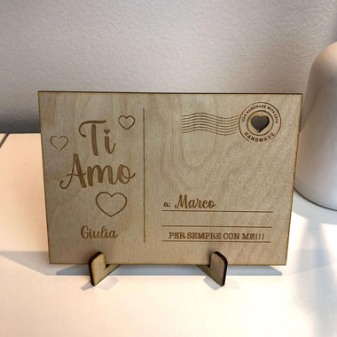 Cartolina in Legno Personalizzata con Dedica da tavolo – Idea Regalo San Valentino-Cartolina in legno-Lol T-shirt