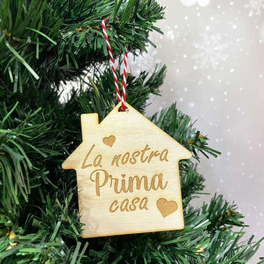 Decorazione di Natale in Legno Personalizzata Casetta-Decorazioni natalizie-Lol T-shirt