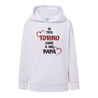 Io tifo Torino come il mio papà Felpa con cappuccio