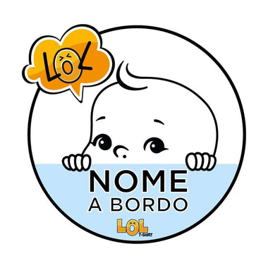 Kit adesivi per auto 2 pezzi Bimbo a bordo Personalizzabile con nome-adesivi per auto-Lol T-shirt