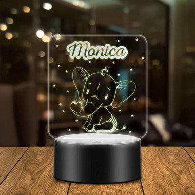 Lampada Led Personalizzata con nome con elefantino-Lampada in plexiglass-Lol T-shirt
