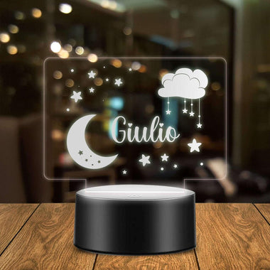 Lampada Led Personalizzata con nome Luna e Nuvoletta-Lampada in plexiglass-Lol T-shirt