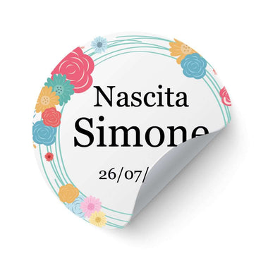 50 pz Bollini Adesivi Bomboniera(Battesimo/ Nascita/ Comunione/ Cresima)
