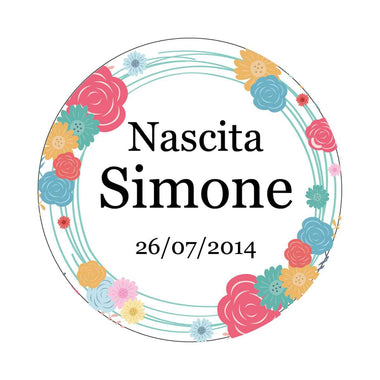 50 pz Bollini Adesivi Bomboniera(Battesimo/ Nascita/ Comunione/ Cresima)