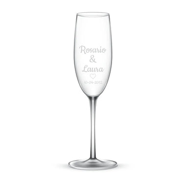 Coppia di Bicchieri flûte Personalizzati con Nomi e Data Bicchieri Flûte
