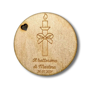 Kit 10 pz Tag rotondo battesimo - Candela Bomboniere