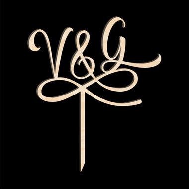Cake Topper Iniziali Legno