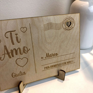 Cartolina in Legno Personalizzata con Dedica da tavolo – Idea Regalo San Valentino Cartolina in legno