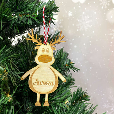 Decorazione di Legno Natalizia Personalizzata a forma di Renna con nome personalizzata