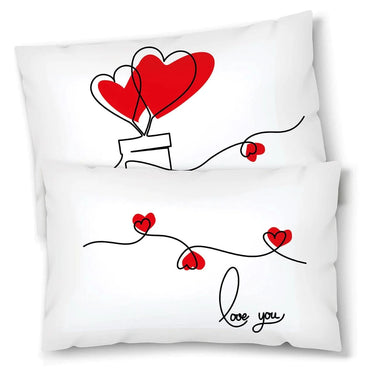 Coppia di federe matrimoniali con Cuori - Idea Regalo Federe per cuscino