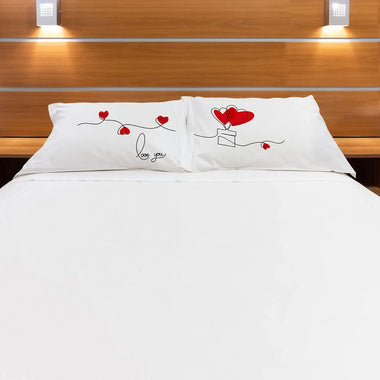 Coppia di federe matrimoniali con Cuori - Idea Regalo Federe per cuscino