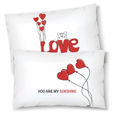 Coppia di federe matrimoniali con Gattino Love - Idea Regalo Federe per cuscino