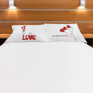 Coppia di federe matrimoniali con Gattino Love - Idea Regalo Federe per cuscino