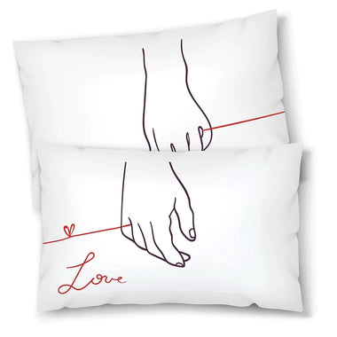 Coppia di federe matrimoniali Filo Rosso del Destino - Idea Regalo Federe per cuscino