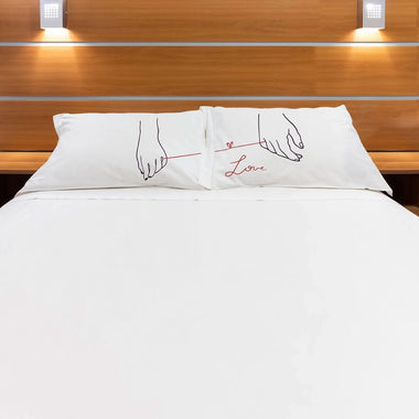 Coppia di federe matrimoniali Filo Rosso del Destino - Idea Regalo Federe per cuscino