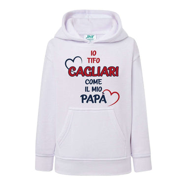 Io tifo Cagliari come il mio papà Felpa con cappuccio