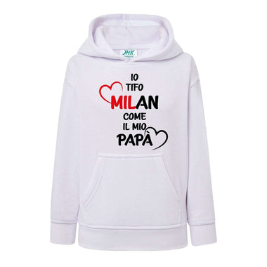 Io tifo Milan come il mio papà Felpa con cappuccio