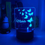 Lampada Led Personalizzata con nome con farfalle