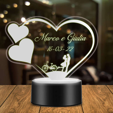 Lampada Led Personalizzata con nomi a forma di cuore