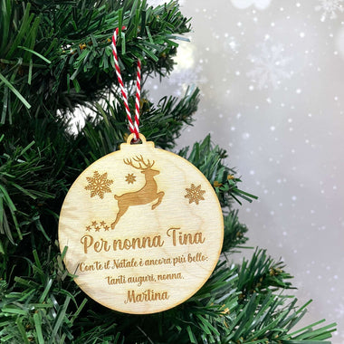 Pallina di Natale in Legno con dedica personalizzabile