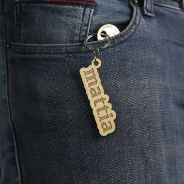 Portachiavi in legno personalizzato con nome intarsiato in rilievo Portachiavi