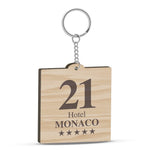 Portachiavi per Hotel o b&b in legno con numero stanza forma quadrata