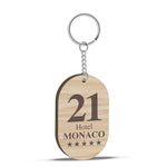 Portachiavi per Hotel o b&b in legno con numero stanza forma rettangolo ovale