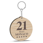 Portachiavi per Hotel o b&b in legno con numero stanza forma tonda