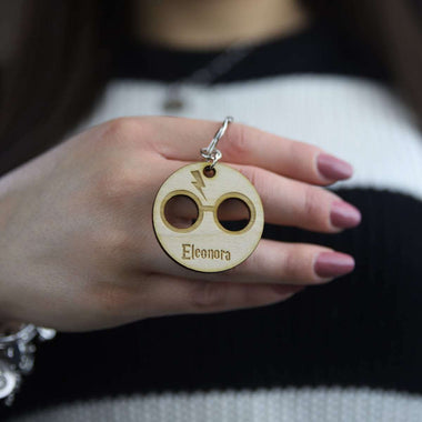 Portachiavi in legno Harry Potter personalizzato con nome Portachiavi
