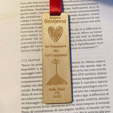 Segnalibro Regalo Maestra in legno con dedica personalizzata Segnalibro Regalo Maestra