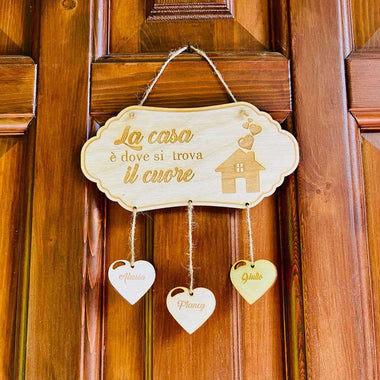 Targhetta famiglia in legno con incisione personalizzata