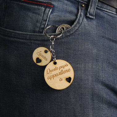 Portachiavi in legno idea regalo per mamma e papà-Portachiavi-Lol T-shirt