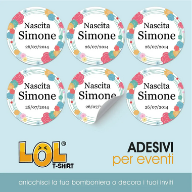 100 pz Etichette Bomboniere (Battesimo/ Nascita/ Comunione/ Cresima)-Adesivi Bomboniera-Lol T-shirt