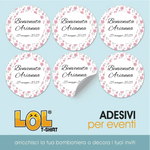 100 pz Etichette Bomboniere (Battesimo/ Nascita/ Comunione/ Cresima)-Adesivi Bomboniera-Lol T-shirt