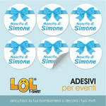 100 pz Etichette Bomboniere con Fiocco Azzurro (Battesimo/ Nascita/ Comunione/ Cresima)-Adesivi Bomboniera-Lol T-shirt