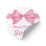 100 pz Etichette Bomboniere con Fiocco Rosa (Battesimo/ Nascita/ Comunione/ Cresima)-Adesivi Bomboniera-Lol T-shirt