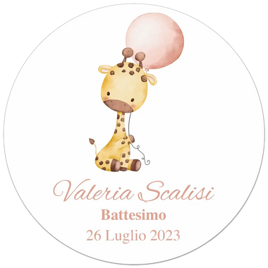 100 pz Etichette Bomboniere con Giraffa (Battesimo/ Nascita/ Comunione/ Cresima)-Adesivi Bomboniera-Lol T-shirt