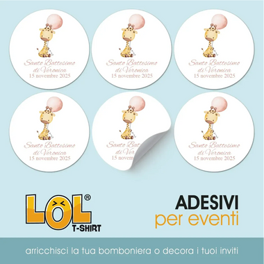 100 pz Etichette Bomboniere con Giraffa (Battesimo/ Nascita/ Comunione/ Cresima)-Adesivi Bomboniera-Lol T-shirt