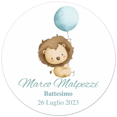 100 pz Etichette Bomboniere con Leoncino (Battesimo/ Nascita/ Comunione/ Cresima)-Adesivi Bomboniera-Lol T-shirt