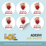 100 pz Etichette Bomboniere mod. Orsetto (Battesimo/ Nascita/ Comunione/ Cresima)-Adesivi Bomboniera-Lol T-shirt