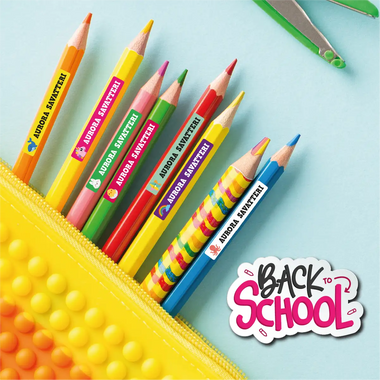 Kit Scuola Etichette per Matite e Quaderni Personalizzabili - 134 pezzi