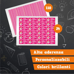 Kit Scuola Etichette per Matite e Quaderni Personalizzabili - 134 pezzi