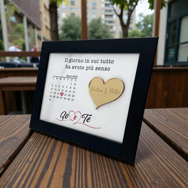 Quadretto Io e Te con Data, nomi e dedica personalizzata - Idea regalo per San Valentino o Anniversario