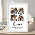 Quadro Mamma Personalizzato con 4 Foto Puzzle e Dedica – 21x30 con Cornice Bianca