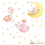 Adesivi Murali per Bambini - Kit Dolce Notte con Orsetti e Coniglietti-Adesivi decorativi-Lol T-shirt